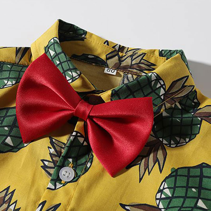 Baby Pineapple Button Shirt Bow Tie Outfit - MyLoveHoney Baby Clothing