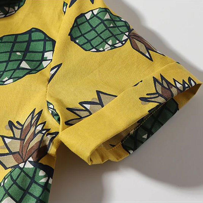 Baby Pineapple Button Shirt Bow Tie Outfit - MyLoveHoney Baby Clothing