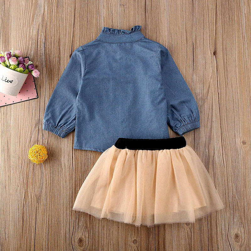 denim shirt and tulle skirt